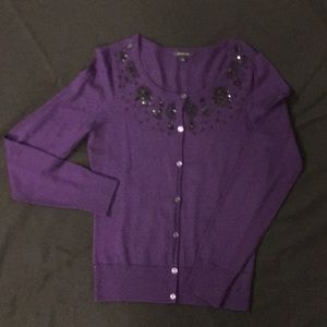 Purple button down cardigan